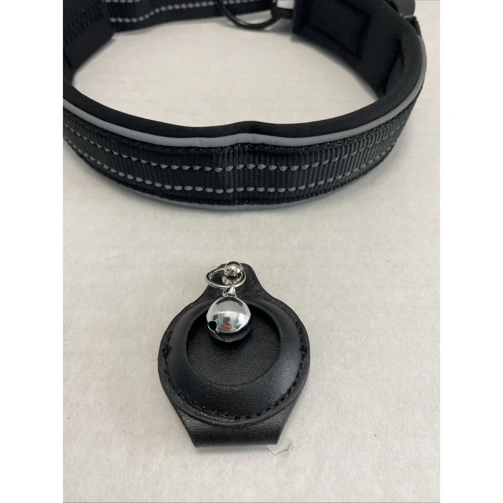 Apple Airtag Holder Reflective Dog Collar Comfortable for Dogs Large‎ -Black NWT